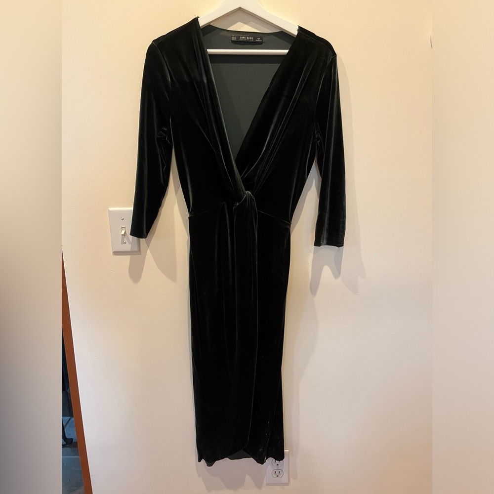 Zara Green Velvet Dress
